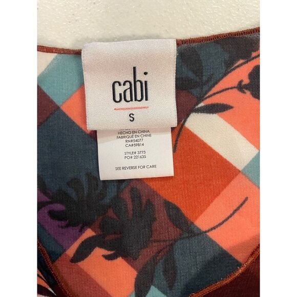 Cabi Oversized Blouse with Tank #3773 Lattice Top Zadie Flower Check Small - Picture 6 of 7